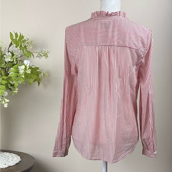 Talbots | Heathered Red & White Striped Hidden Placket Button Down Shirt MP - Picture 4 of 14